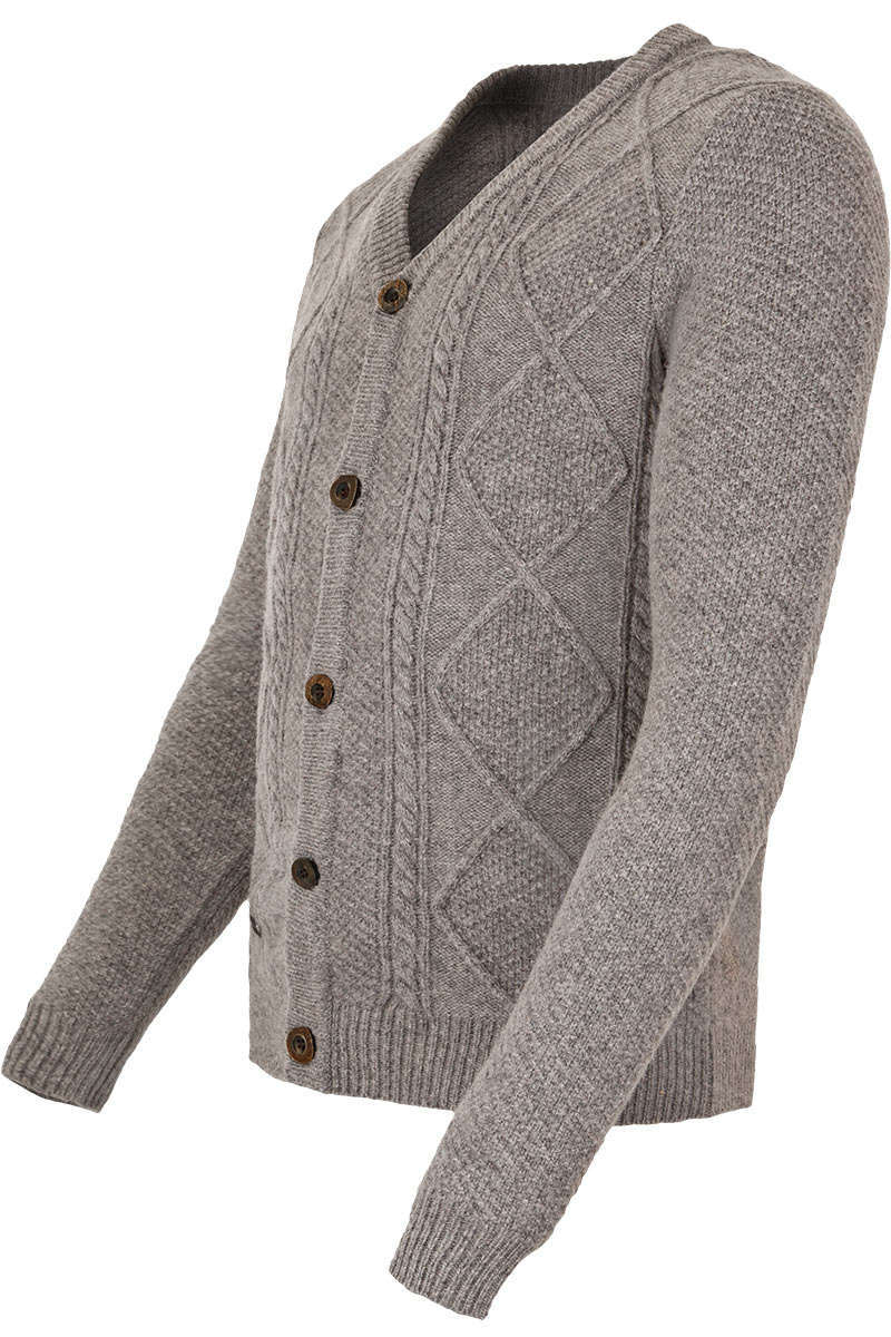 Herren Trachten-Strickjacke mit Zopfmuster grau Bild 2