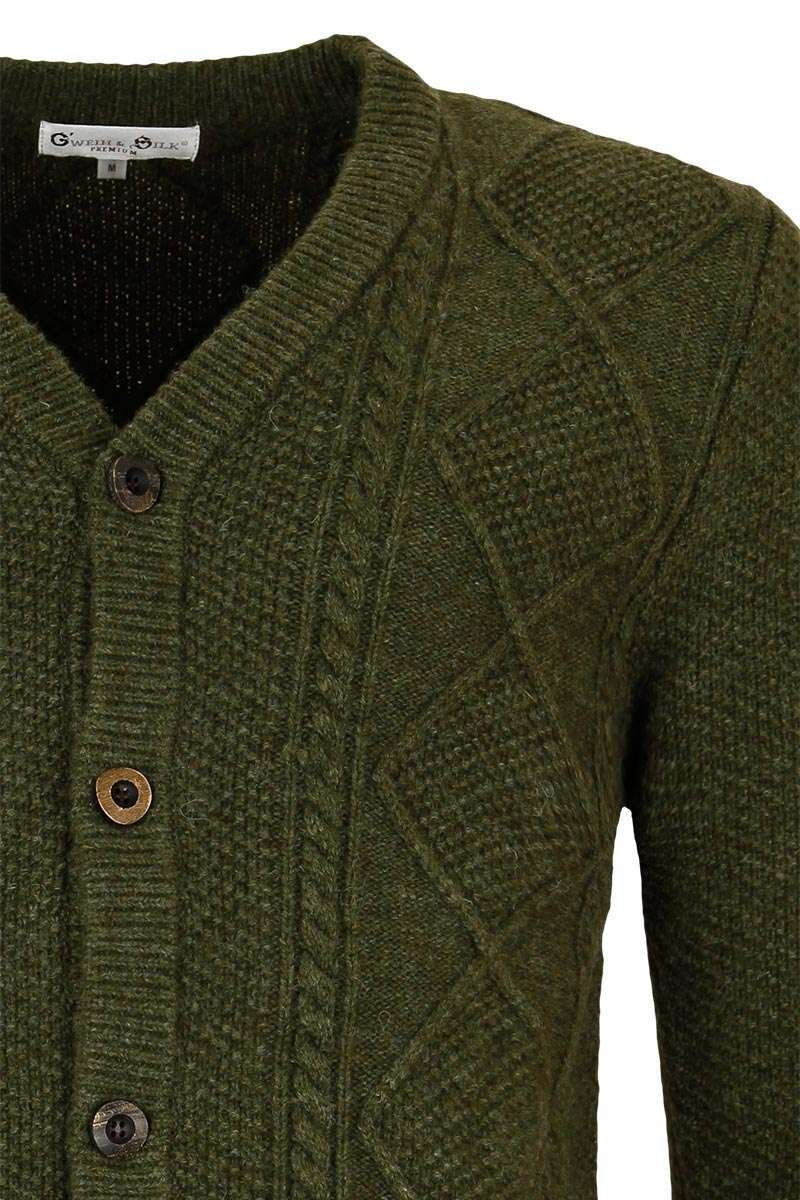 Herren Trachten-Strickjacke mit Zopfmuster oliv Bild 2