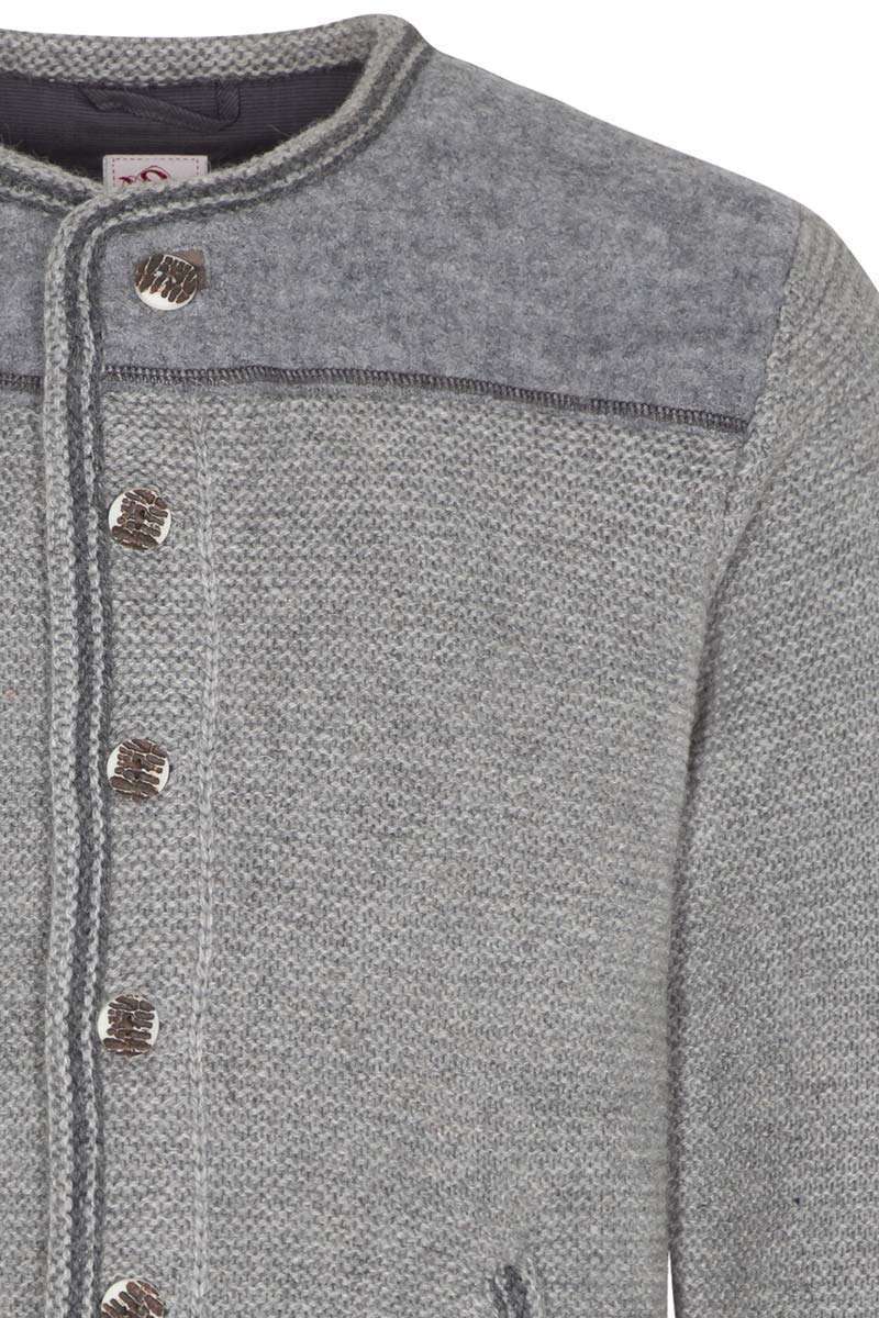 Herren Trachten-Strick-Jacke mit Walkeinsatz hellgrau Bild 2