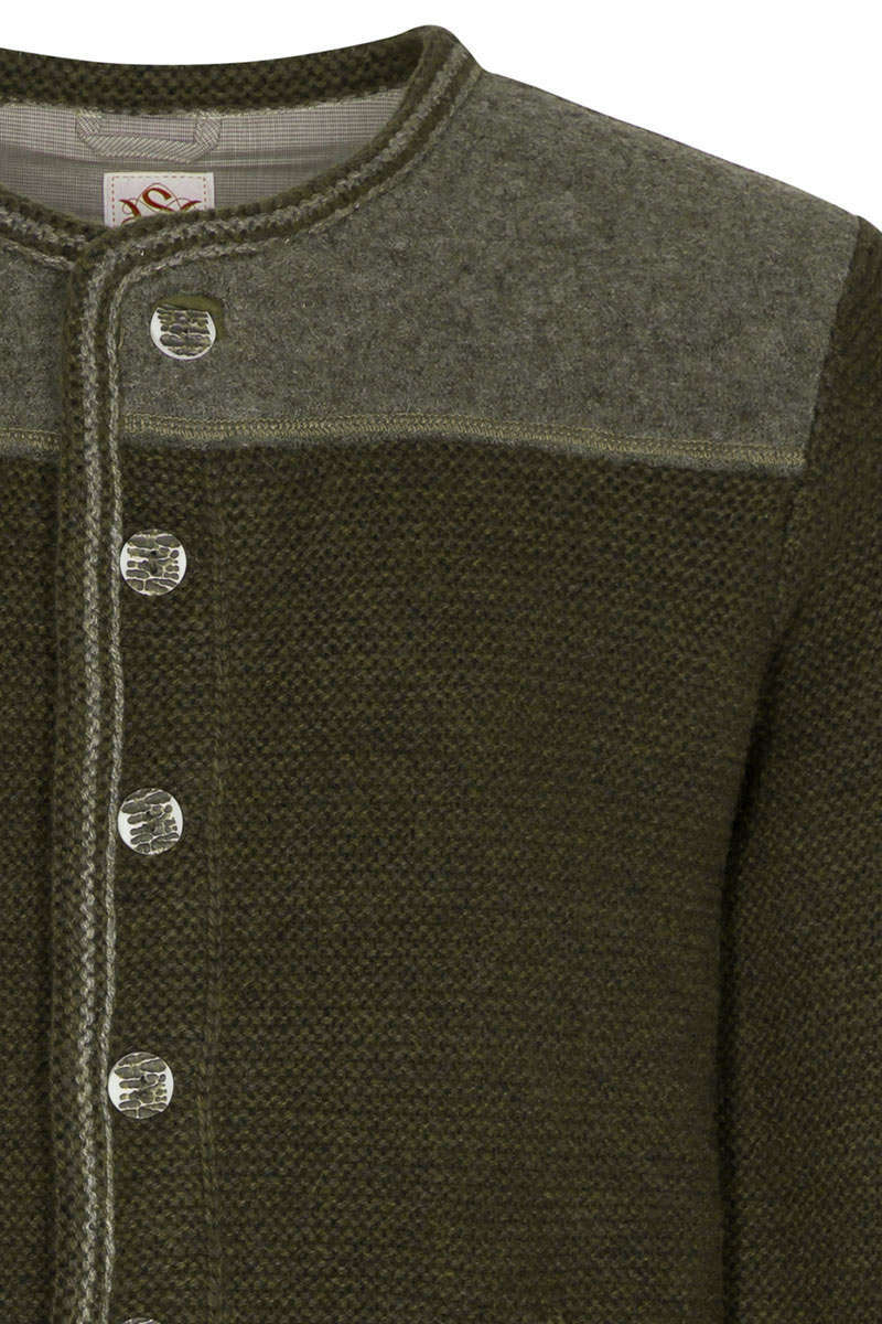 Herren Trachten-Strick-Jacke mit Walkeinsatz oliv Bild 2
