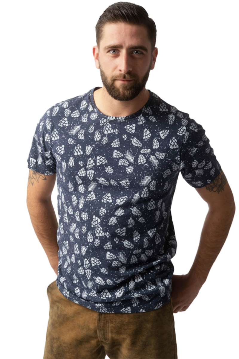 Herren T-Sirt 'Hopfenernte' blau Bild 2