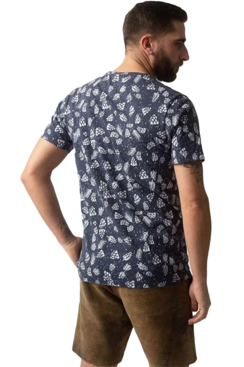 Herren T-Sirt 'Hopfenernte' blau Bild 2
