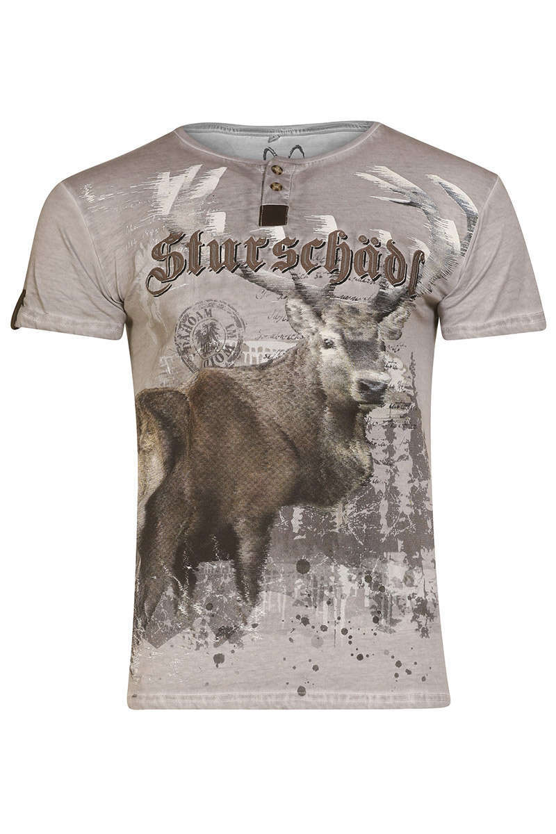 GRAU, MarJo Herren Herren Trachten T-Shirt Stursch/ädl grau