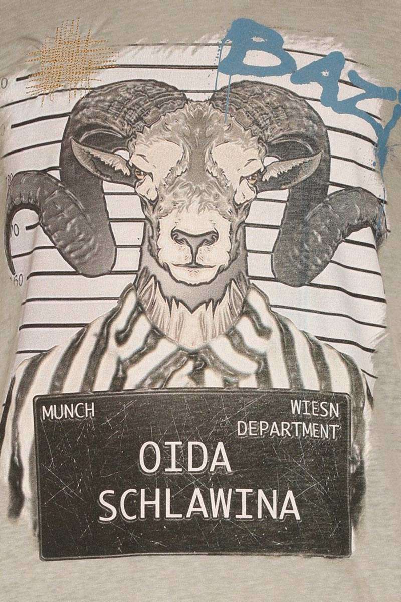 Herren Trachten T-Shirt Oida Schlawina olivgrau Bild 2