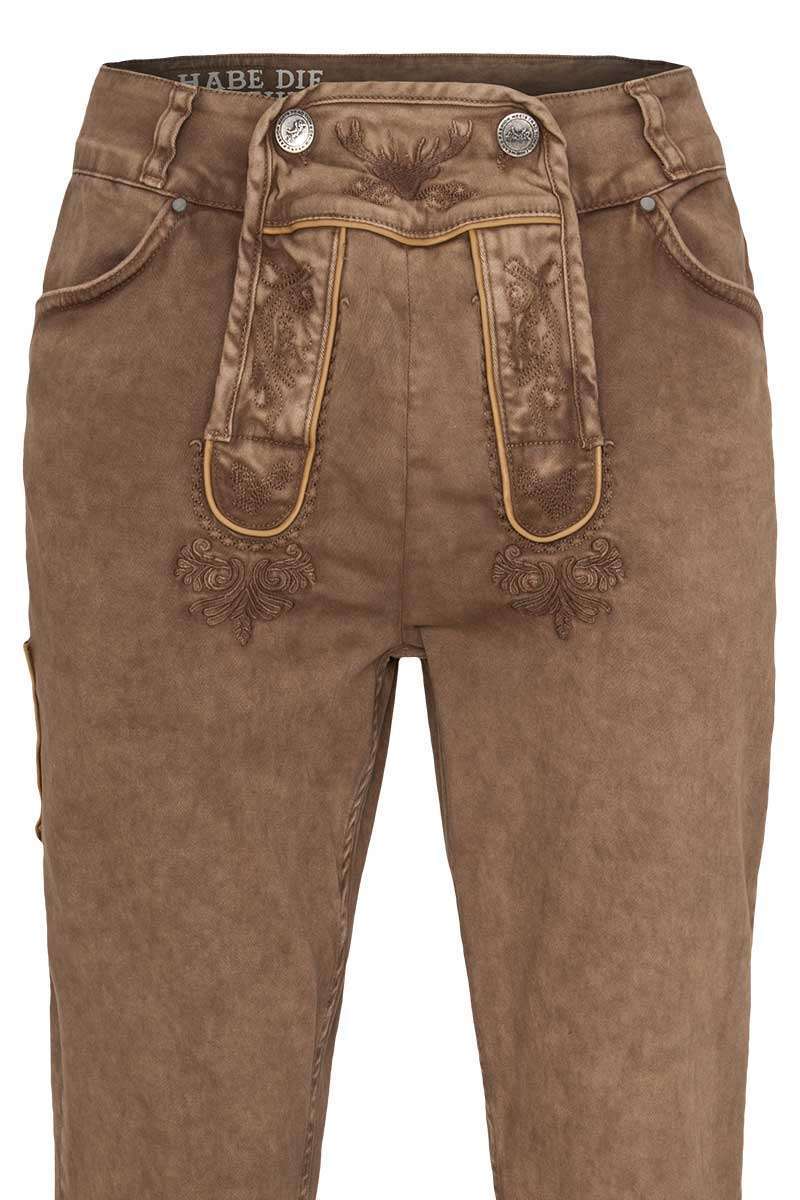 Herren Jeans Lederhose lang hellbraun Bild 2
