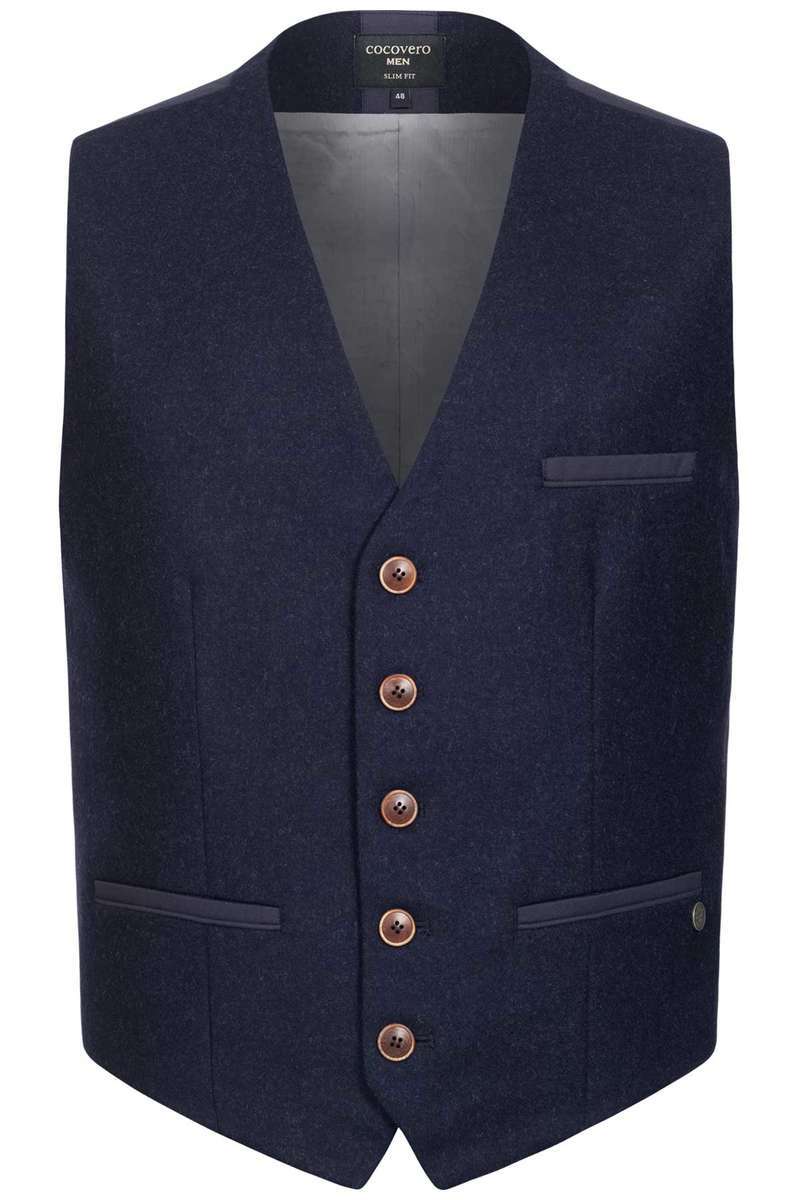 Slim Lodenweste mit V-Ausschnitt blau
