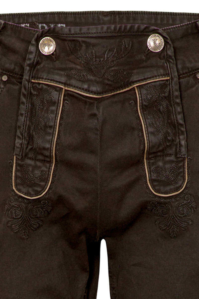Herren Jeans Lederhose dunkelbraun Bild 2