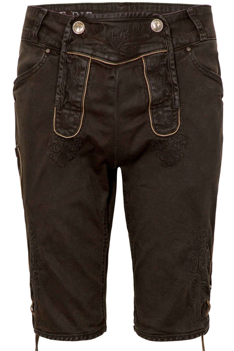 Herren Jeans Lederhose dunkelbraun