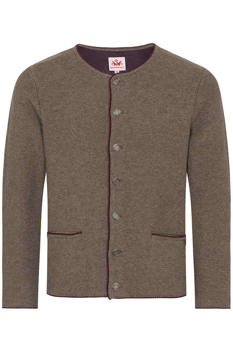Herren Trachten-Strick-Jacke nussbraun rot