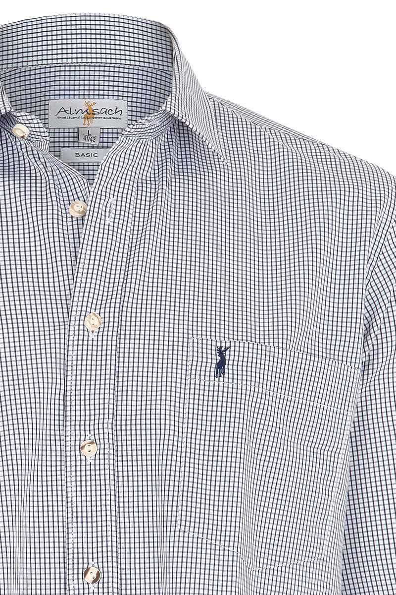 Trachten Karohemd basic weiss navy Bild 2