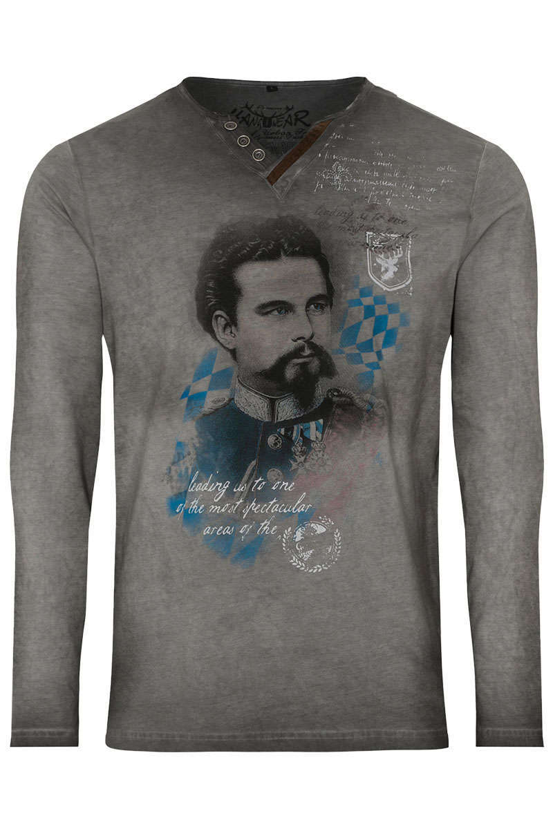 Herren Langarmshirt mit Ludwig II anthrazit