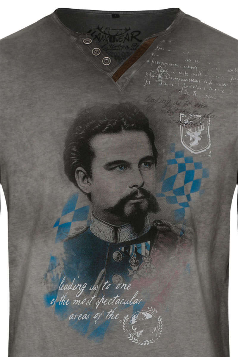 Herren Langarmshirt mit Ludwig II anthrazit Bild 2