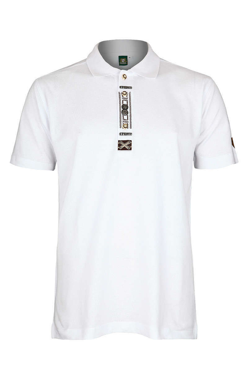 Herren-Trachten-Poloshirt wei