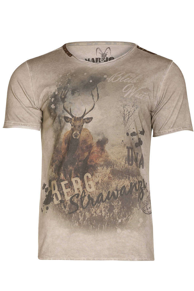 Herren T-Shirt mit Hirsch braun