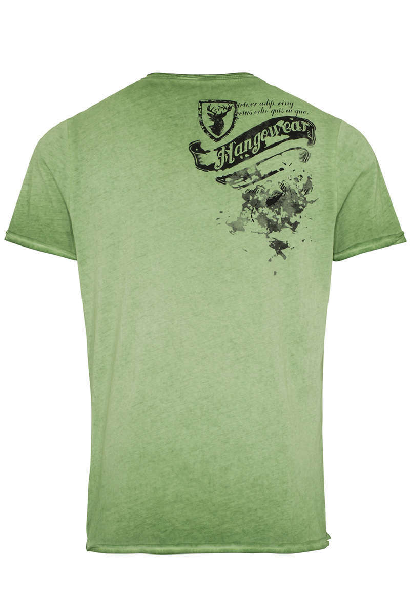 Herren T-Shirt mit geflocktem Hirsch grün Bild 2