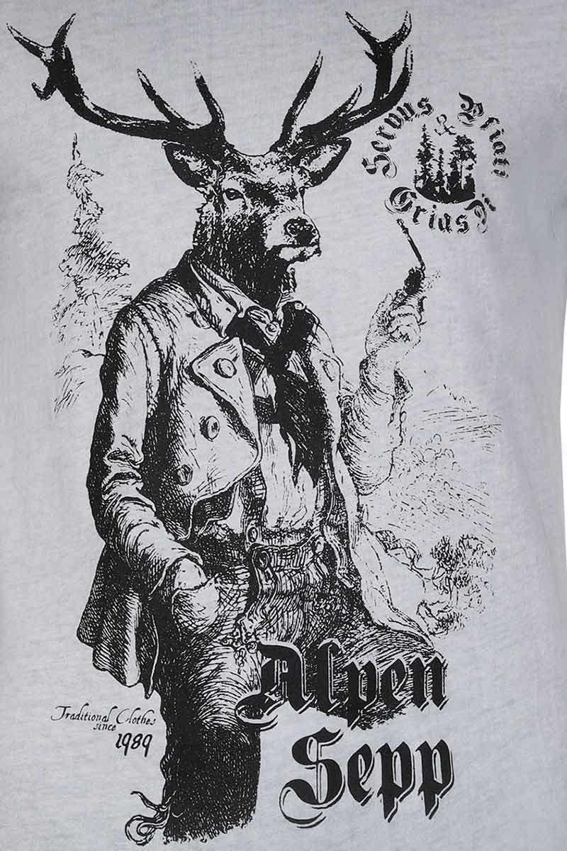 Herren Trachten-T-Shirt 'Alpen Sepp' grau Bild 2