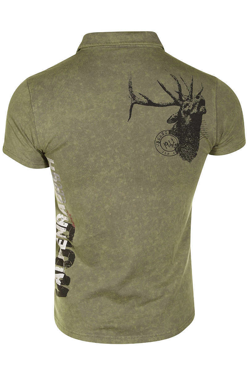 Herren Trachten Polo T-Shirt kurzarm khaki Bild 2