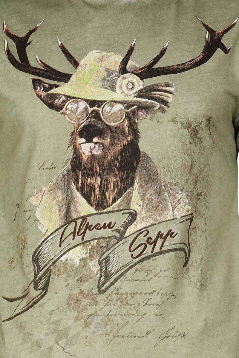 Herren Trachten T-Shirt Alpen Sepp oliv Bild 2