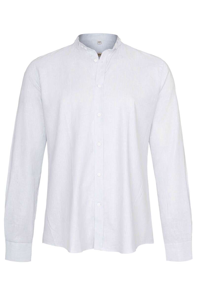 Trachtenhemd Stehbund slim-fit hellblau-weiß
