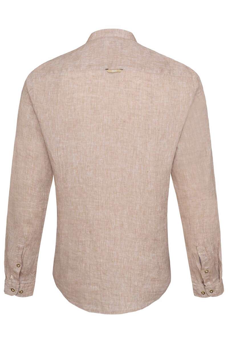 Herren Trachten Leinenhemd Stehkragen Slim beige Bild 2