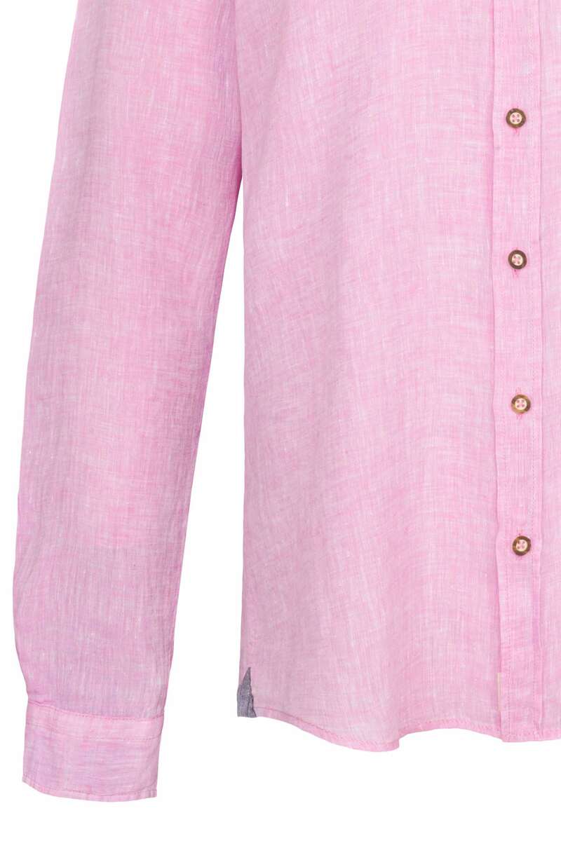 Herren Trachten Leinenhemd Stehkragen Slim rosa Bild 2