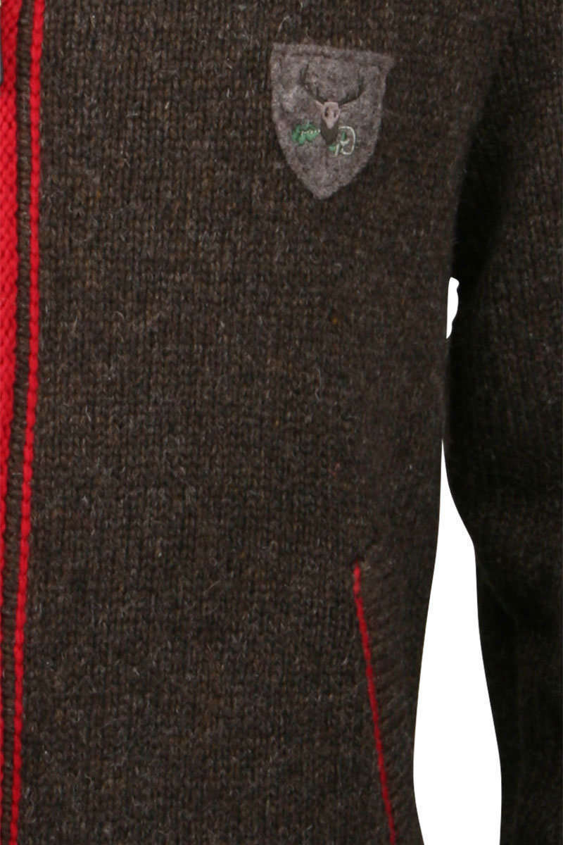 Strickjacke mit Reiverschluss braun/rot Bild 2