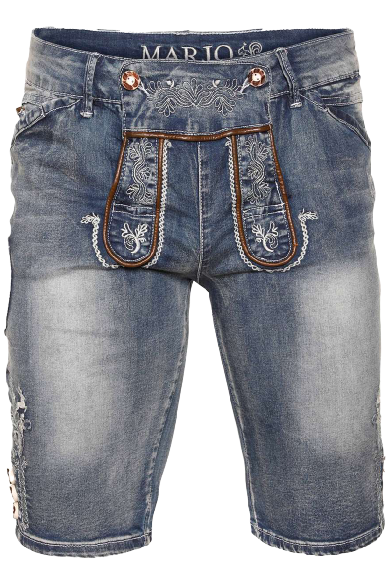 Herren Trachtenjeans Lederhose kurz blau