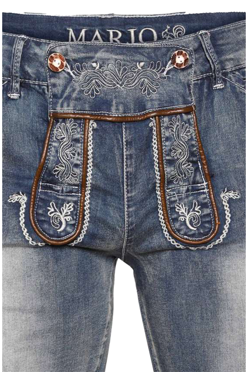 Herren Trachtenjeans Lederhose kurz blau Bild 2