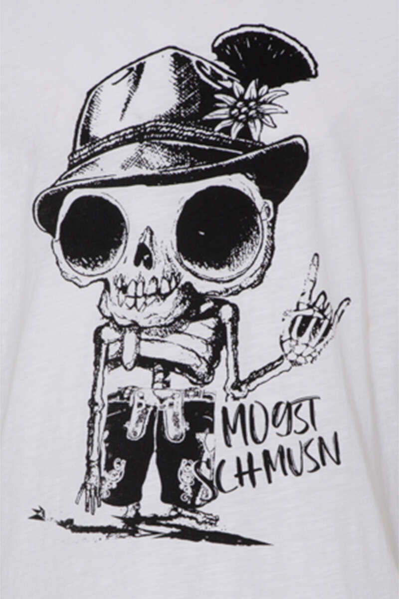 Herren Trachtenshirt 'Mogst Schmusn' wei Bild 2