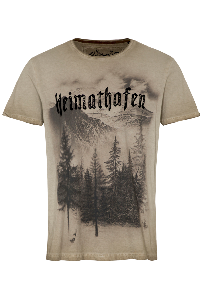 Herren Trachten T-shirt 'Heimathafen' beige