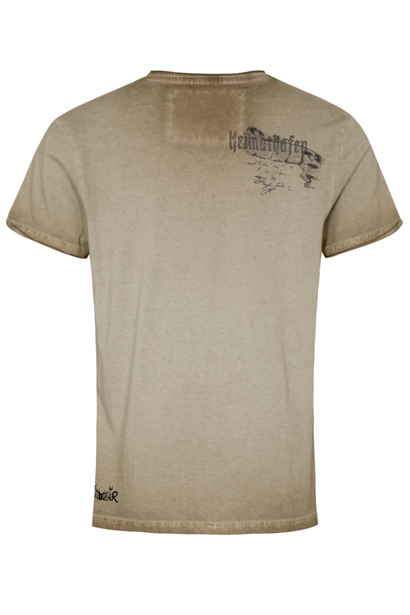 Herren Trachten T-shirt 'Heimathafen' beige Bild 2