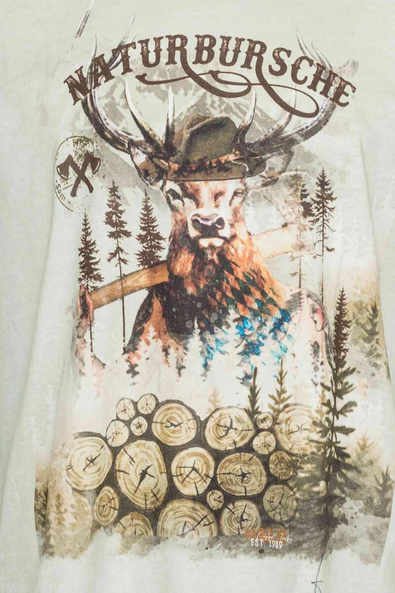 Herren T-Shirt 'Naturbursche' mittelgrau Bild 2