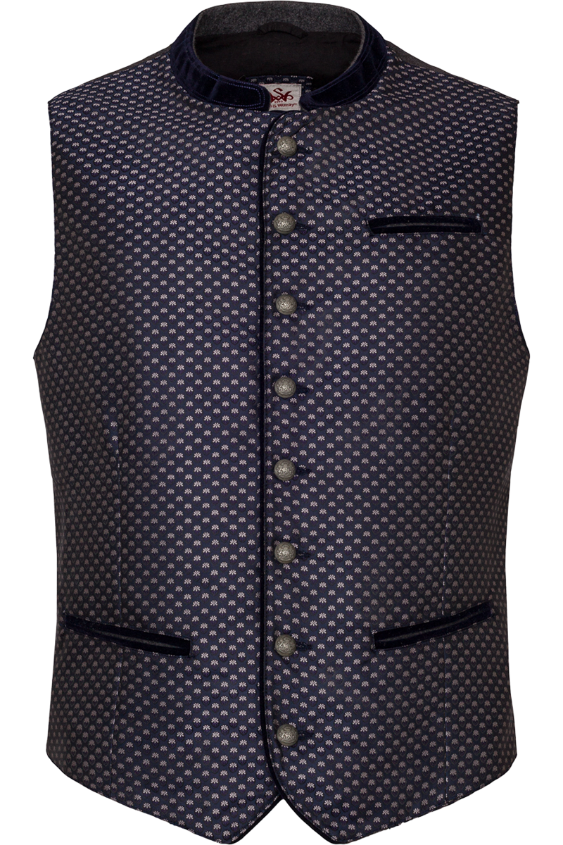 Herren Trachtenweste mit Samt-Details blau