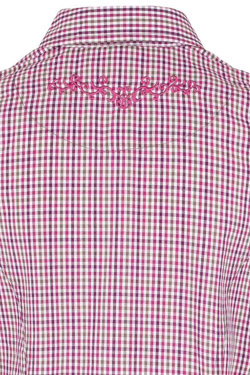 Trachten Karo-Bluse langarm beere Bild 2