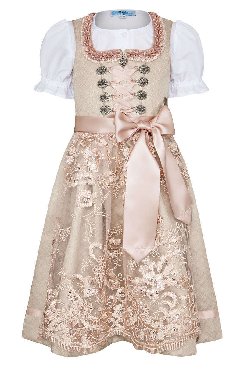 Mdchen und Teenie Dirndl mit Bluse Champangner Rosa