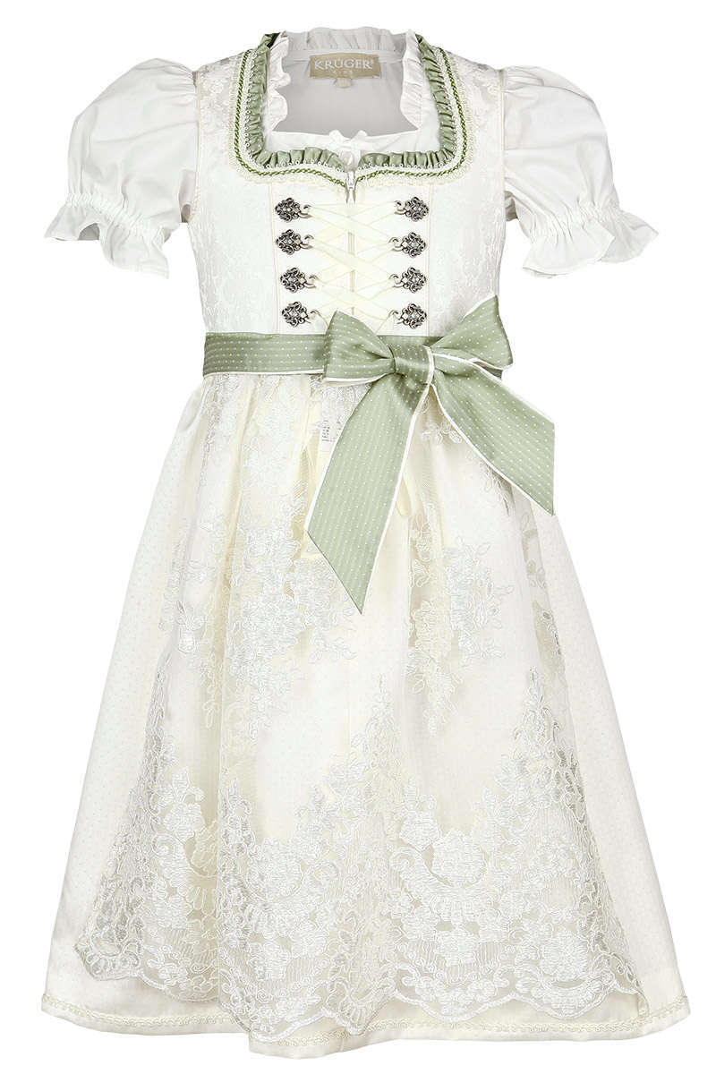 Kommunionsdirndl Blumenmdchendirndl mit Bluse ecru weiss