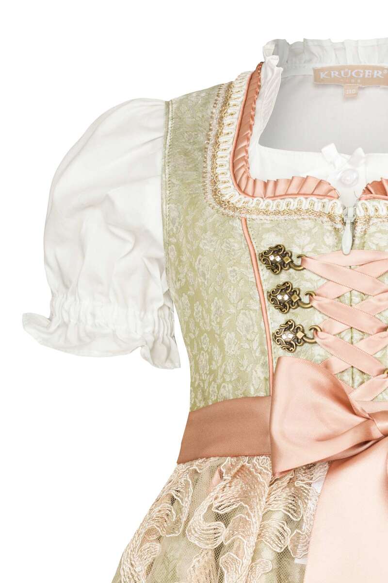 Kinder Dirndl mit Bluse oliv rosa Bild 2