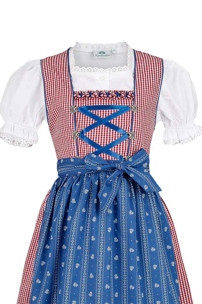 Kinderdirndl rot blau mit Bluse Bild 2