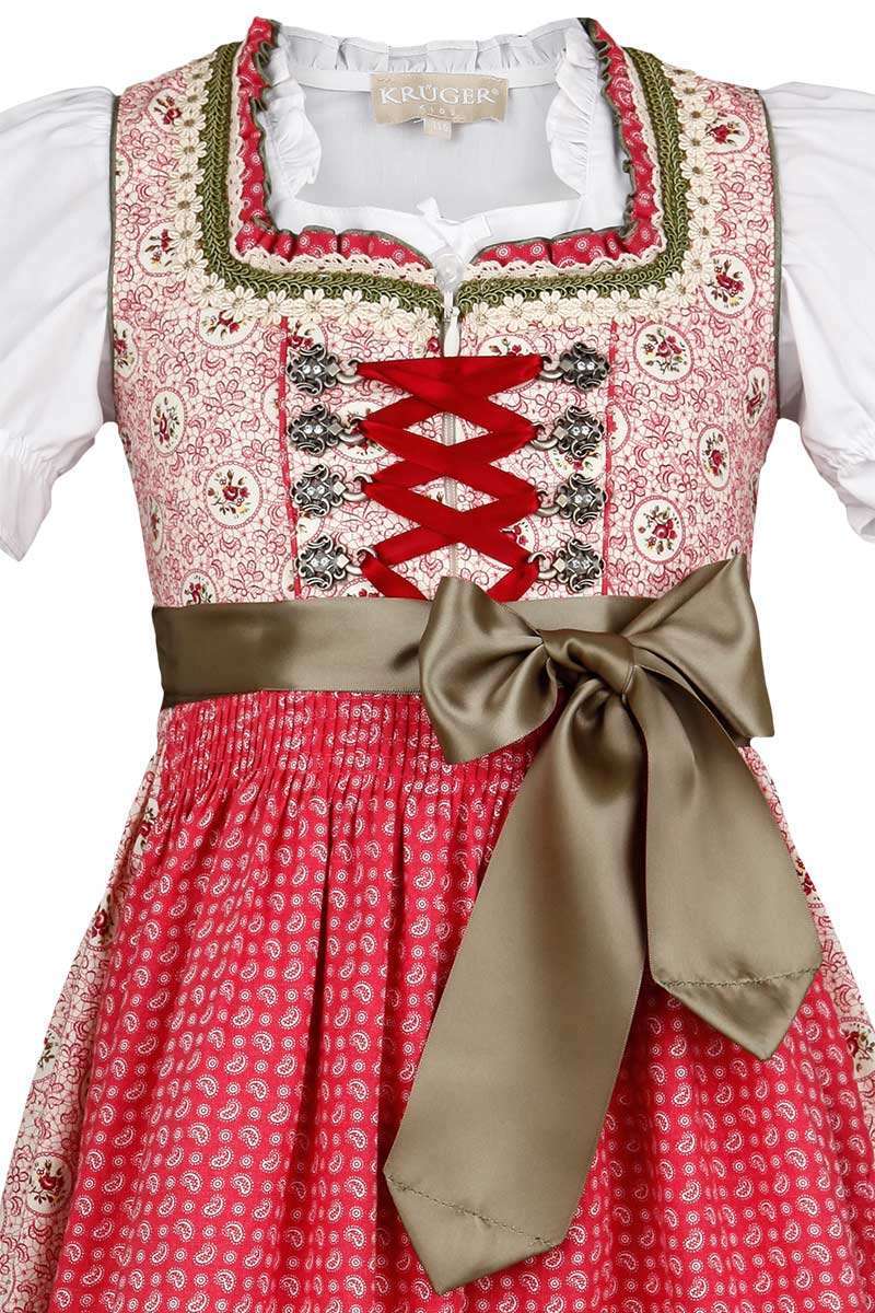 Kinder Blumen Dirndl mit Bluse rot Bild 2