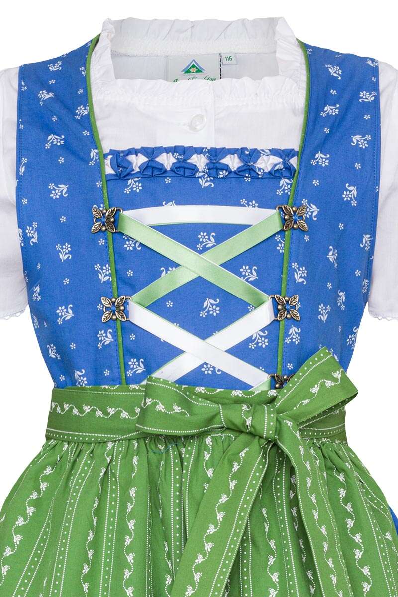 Kinder- und Teeniedirndl mit Bluse blau grn Bild 2