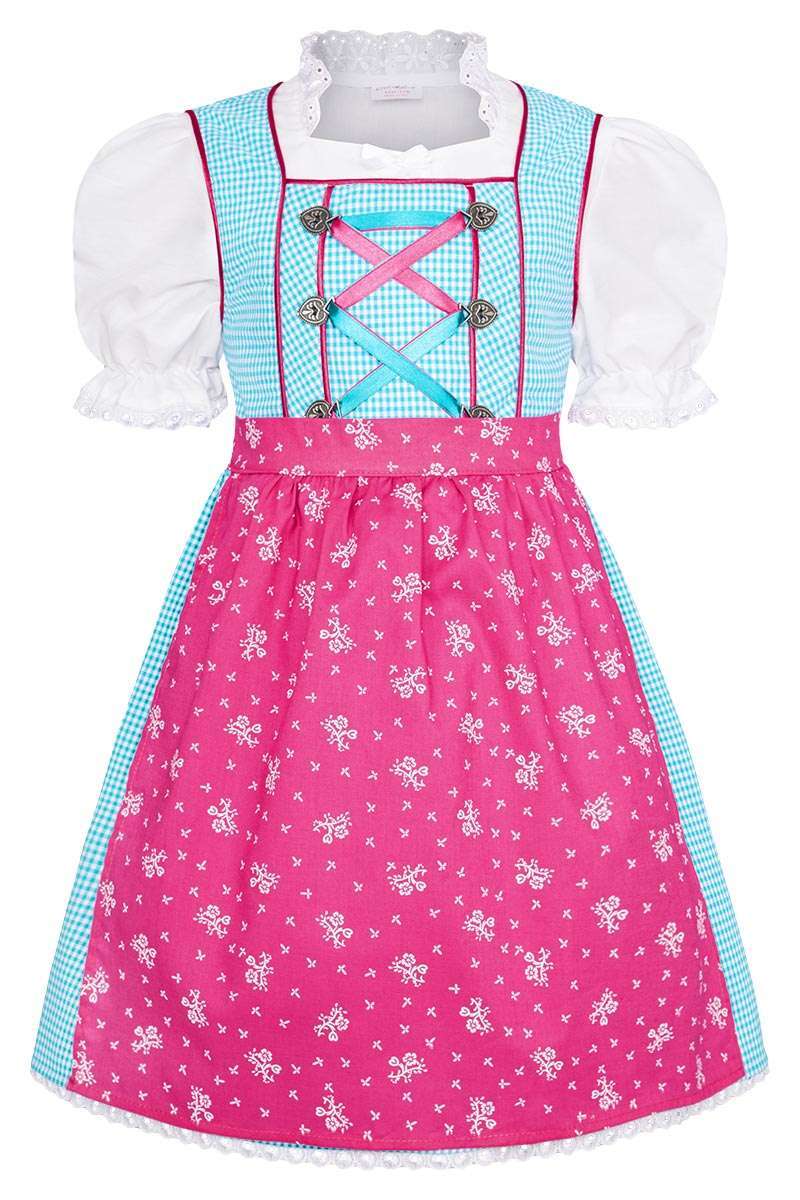 Kinderdirndl trkis pink mit Bluse