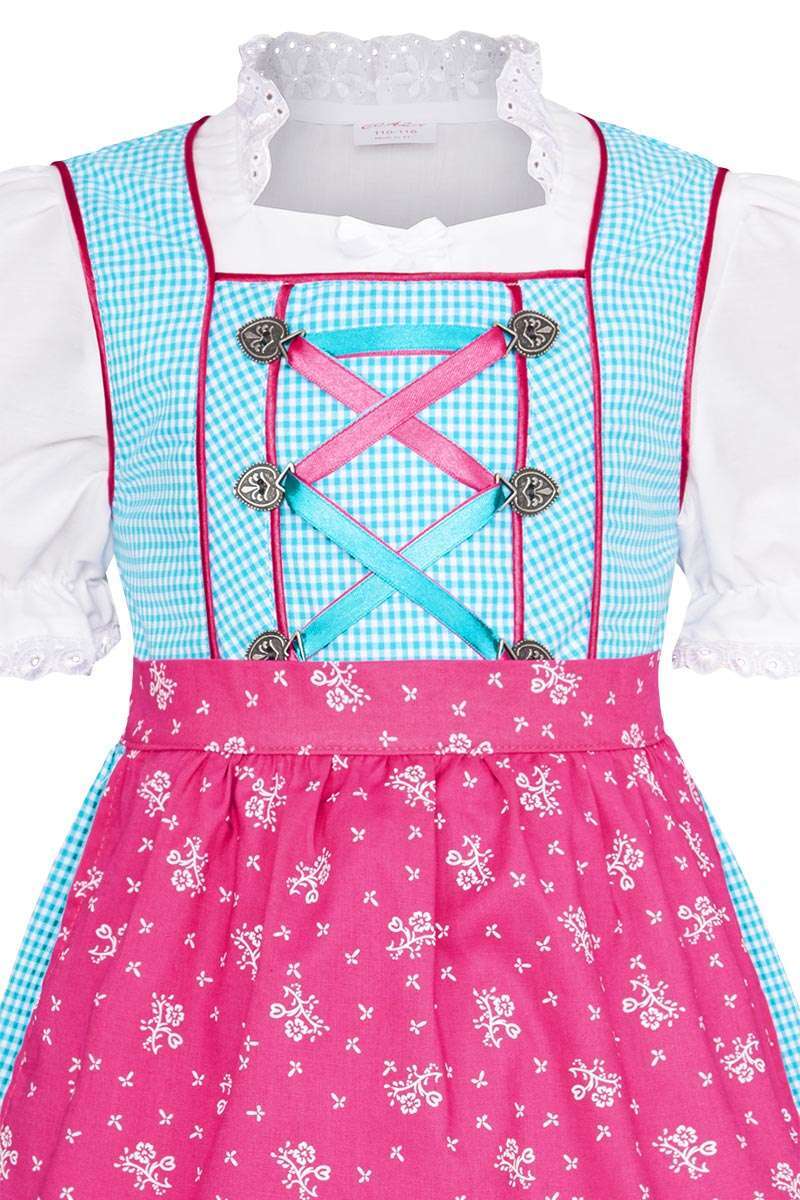 Kinderdirndl trkis pink mit Bluse Bild 2