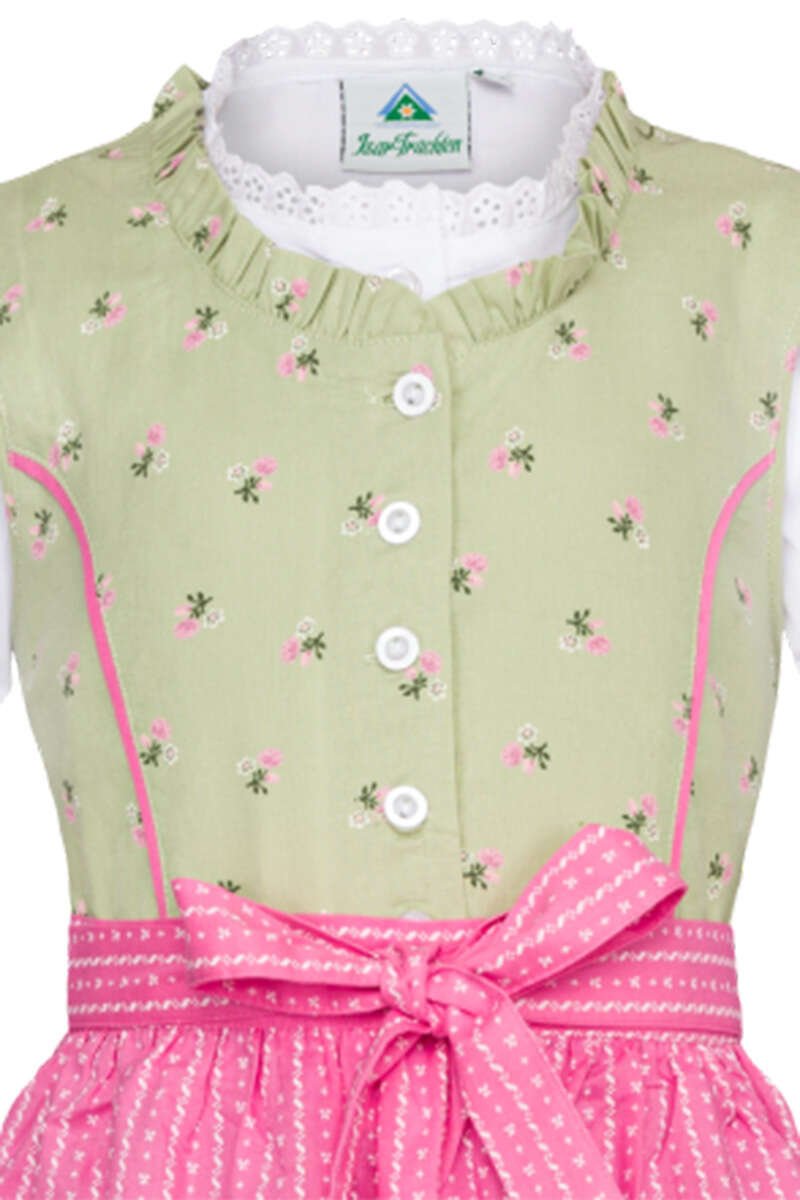 Baby- und Mädchendirndl mit Bluse hellgrün rosa Bild 2