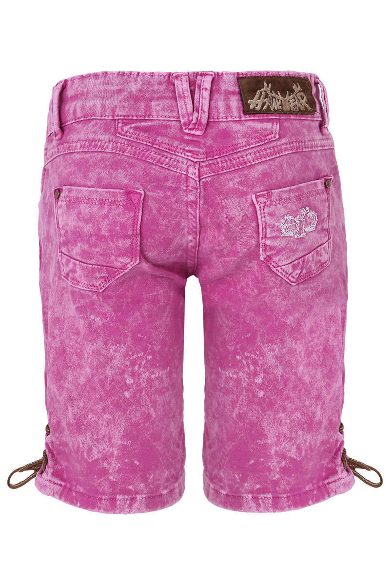 Mdchen Jeansshort in Lederhosenoptik pink Bild 2