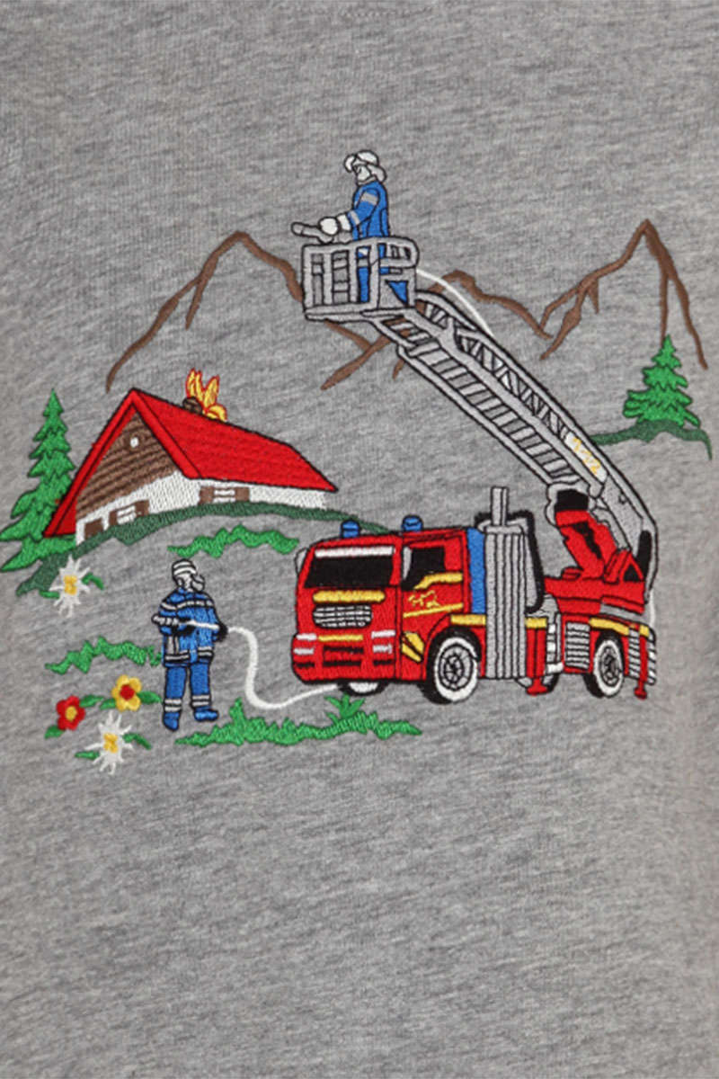 Kinder T-Shirt Feuerwehr grau Bild 2