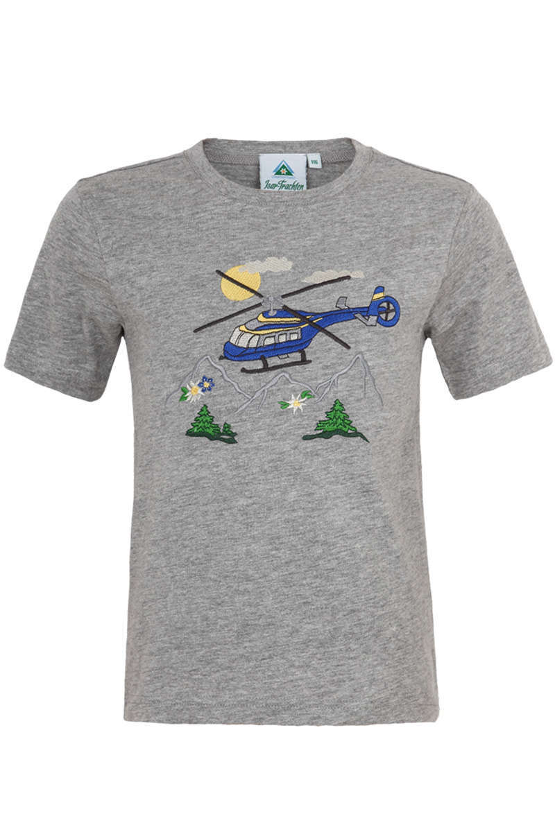 Kinder T-Shirt Hubschrauber grau