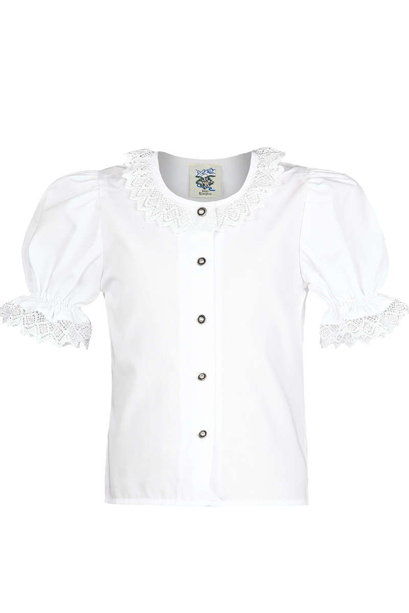 Mdchen Trachten-Bluse mit Spitze weiss