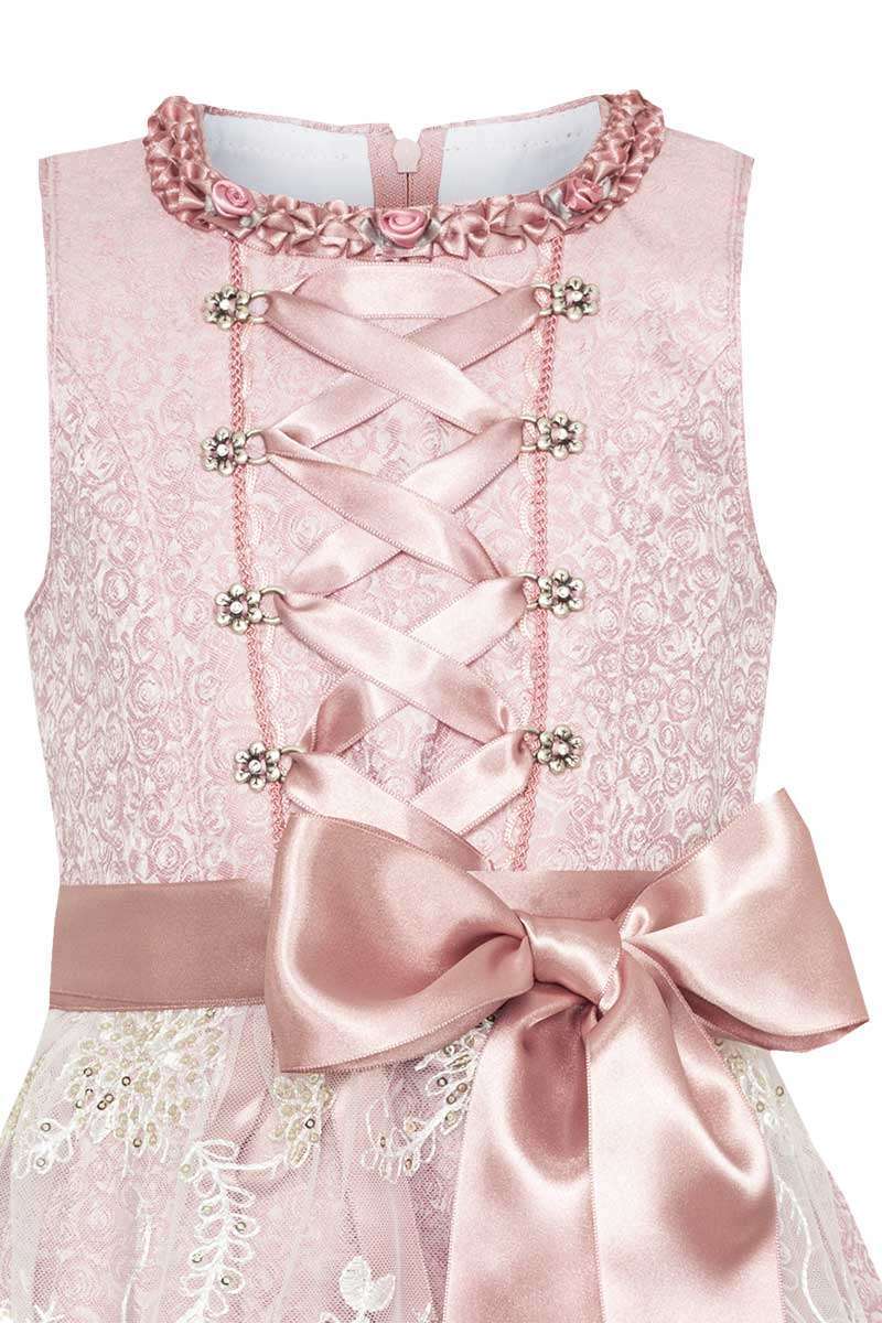 Kinderdirndl mit Spitzenschrze rosa creme Bild 2