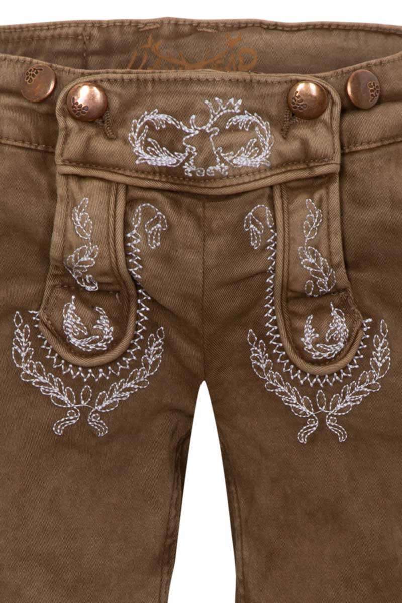 Kinder Jeansshort in Lederhosenoptik hellbraun Bild 2