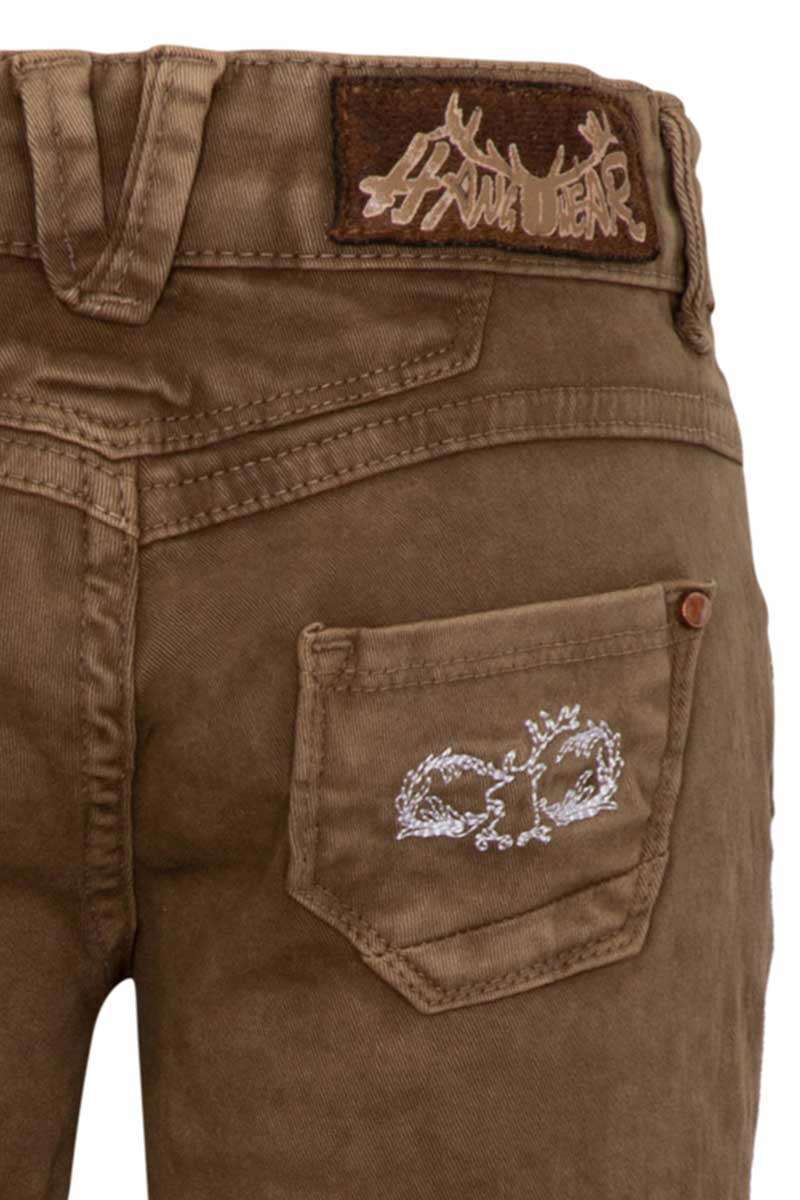 Kinder Jeansshort in Lederhosenoptik hellbraun Bild 2